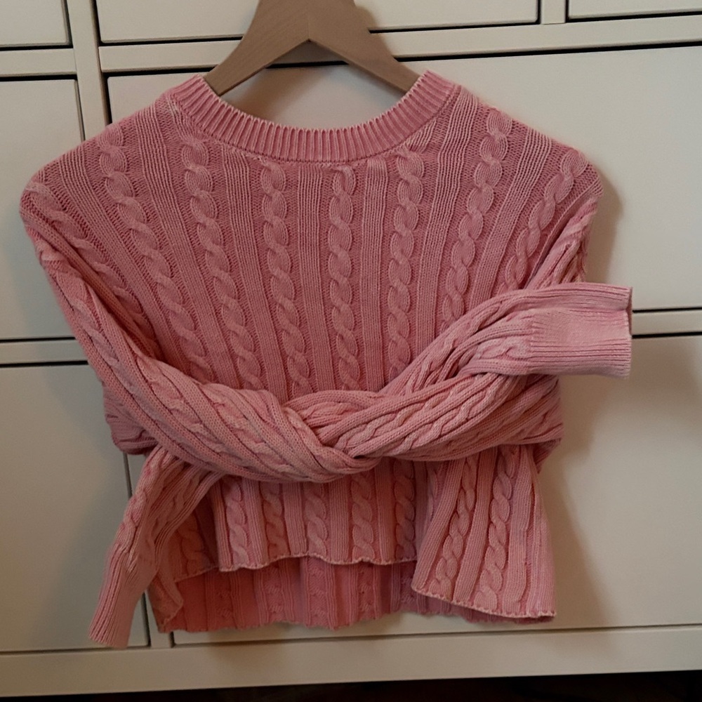 Aerie Soft Pink Cable Knit Sweater